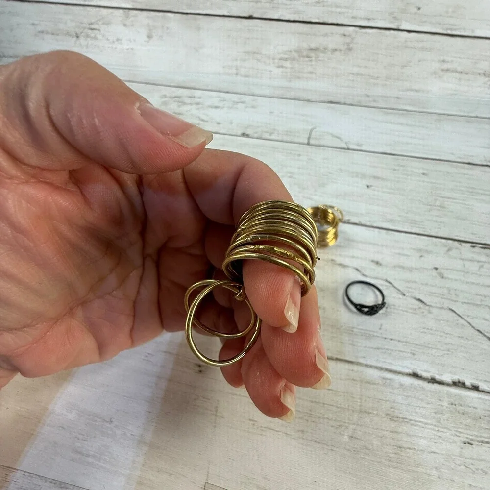 Mixed Fashion Ring Lot Skull Gothic Boho Stacking‎ Rings Gold Silver Black 5pc